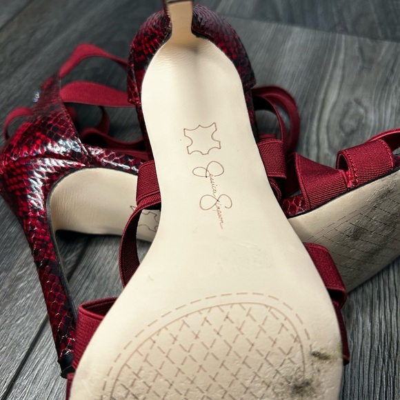 Jessica Simpson Red Snakeskin Strappy Heels – Chic Statement - Picture 6 of 10